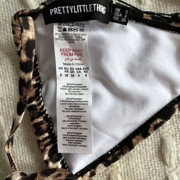 PrettyLittleThing Leopard Print Triangle Bikini Top Size 4 NWT - Picture 7 of 10